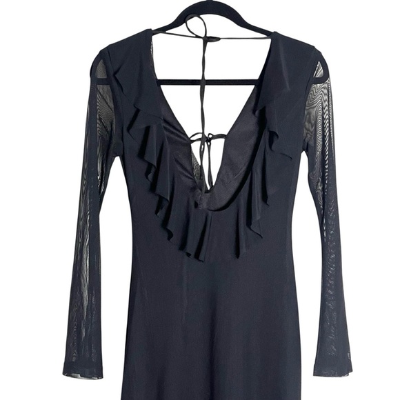 Princess Polly Maskell Long Sleeve Maxi Dress Black Sheer — Size 4 - Picture 8 of 14